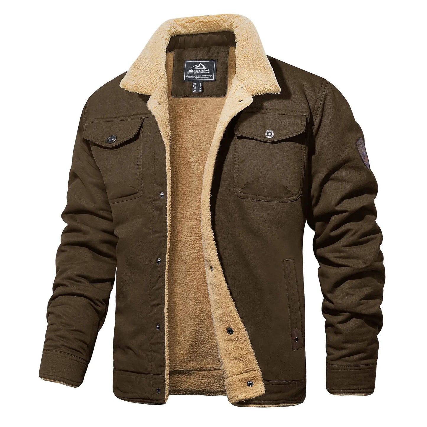 Men's fleece-lined long-sleeved winter truck driver work jacket