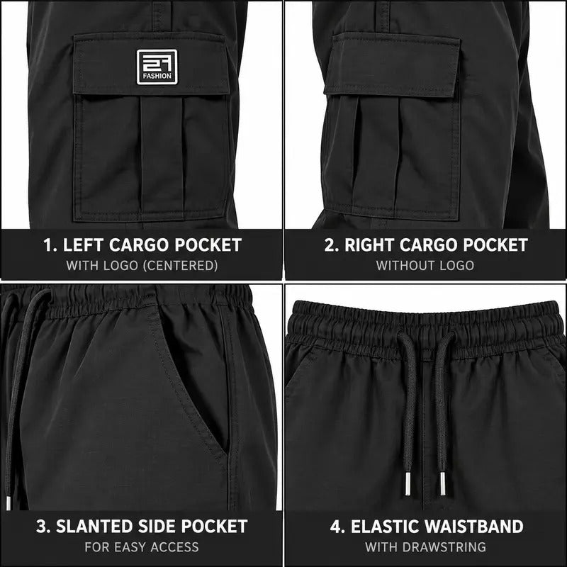 Women's Cargo Pants Set of 5, Bohemian Bottoms, High Waist Drawstring, Loose Activewear