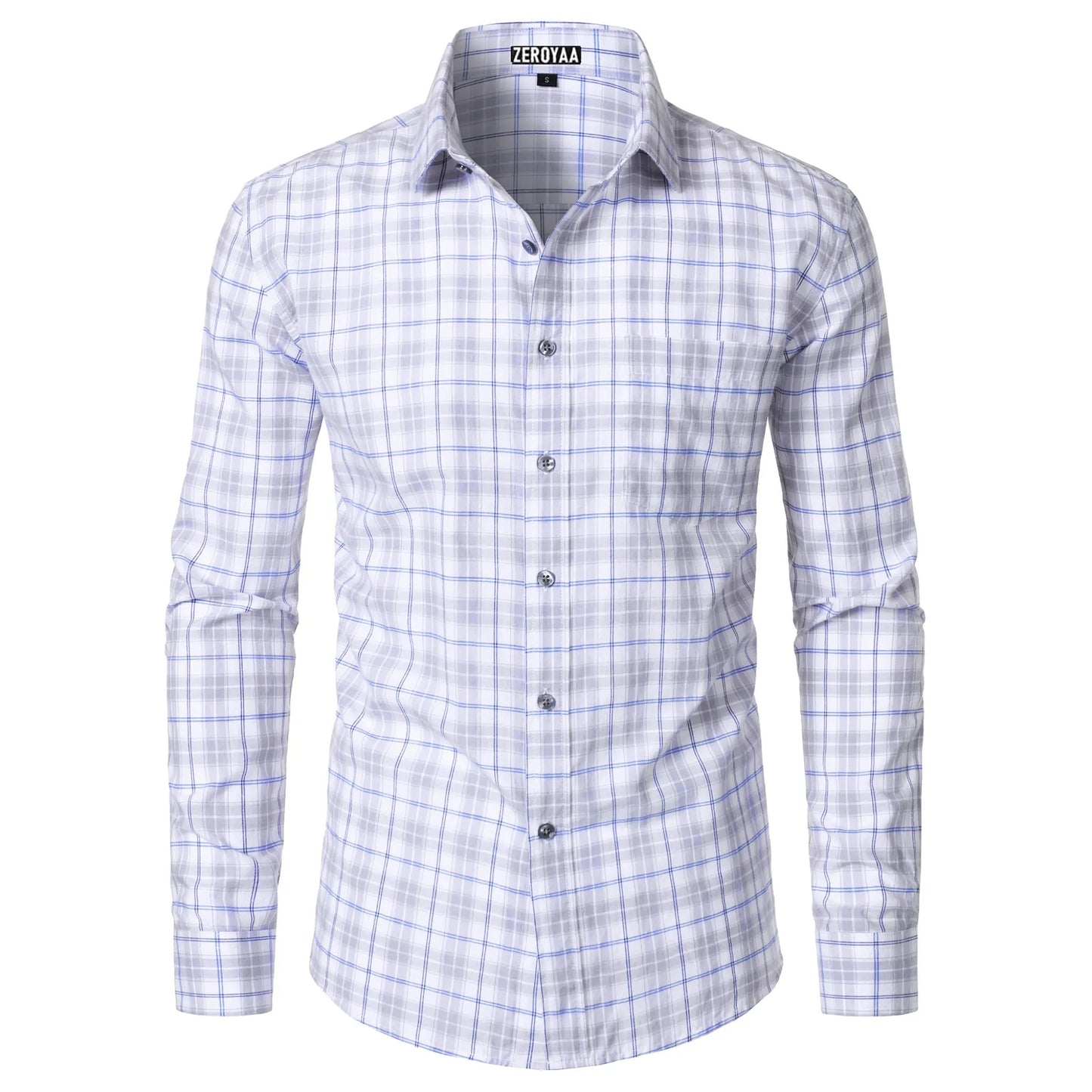 Men's Long-Sleeve Plaid Dress Shirt – Slim Fit, Classic Style
