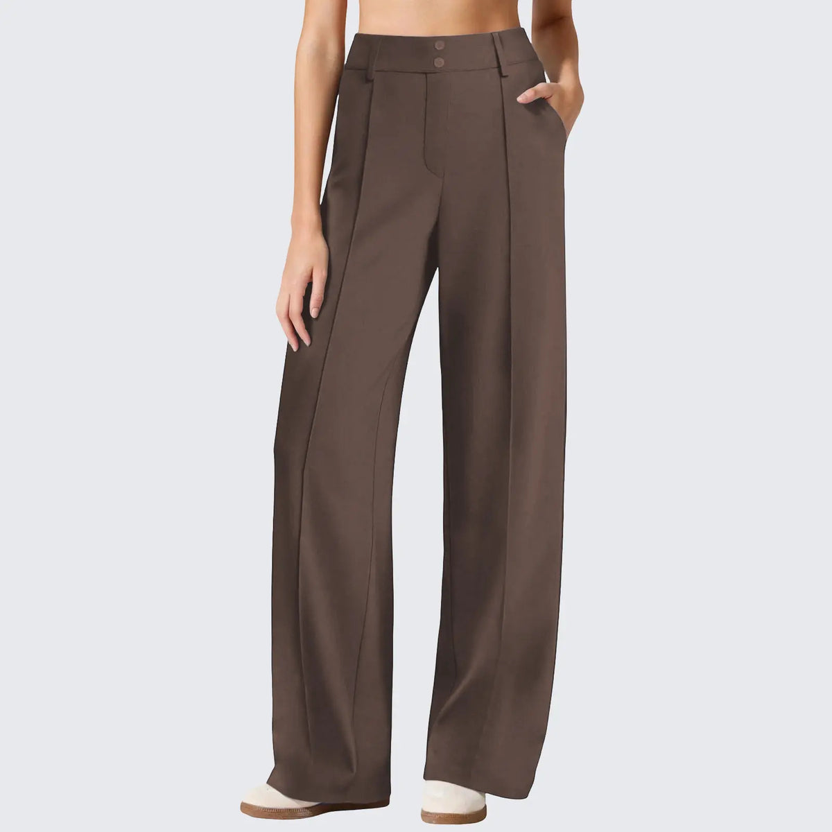 Women's stretch high-waisted straight-leg casual work pants