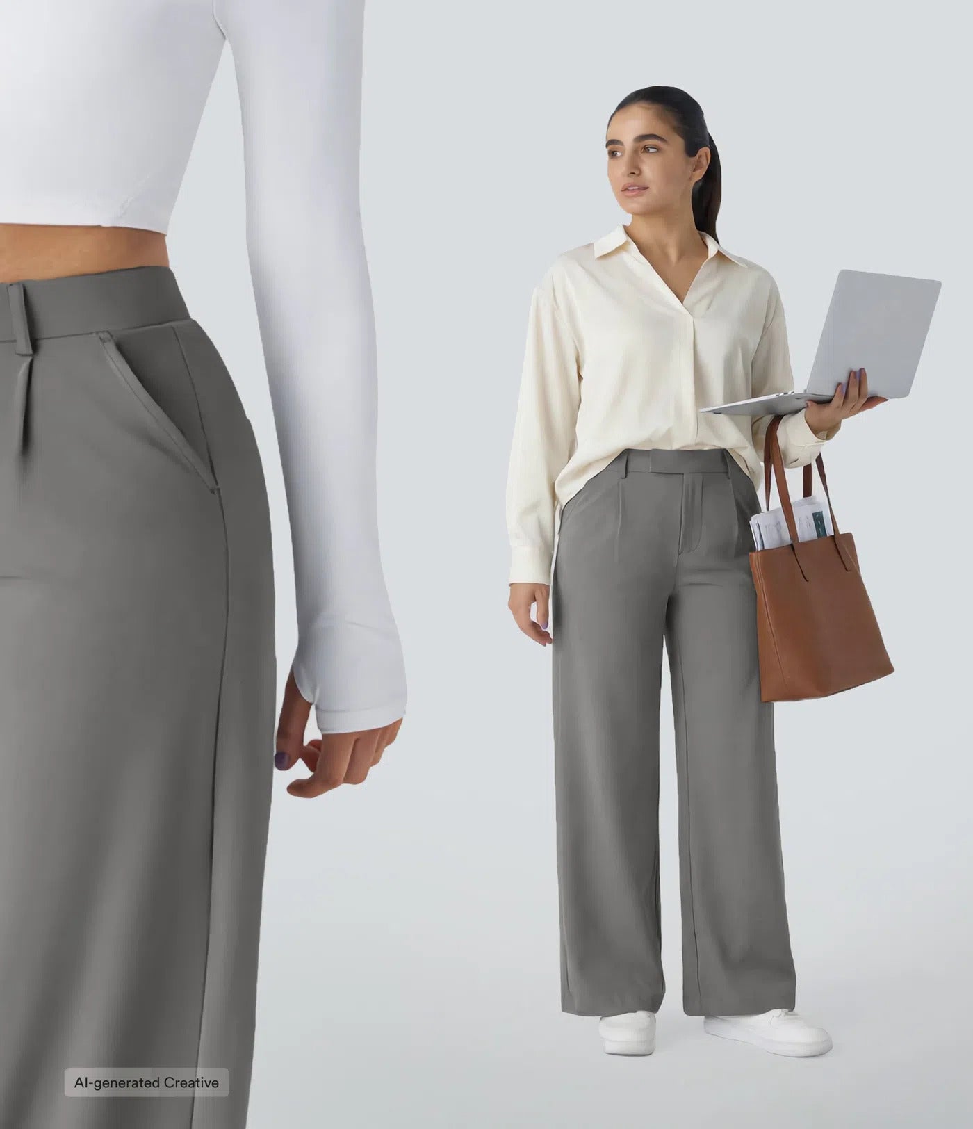 High Waisted Pocket Straight Leg Work Pants
