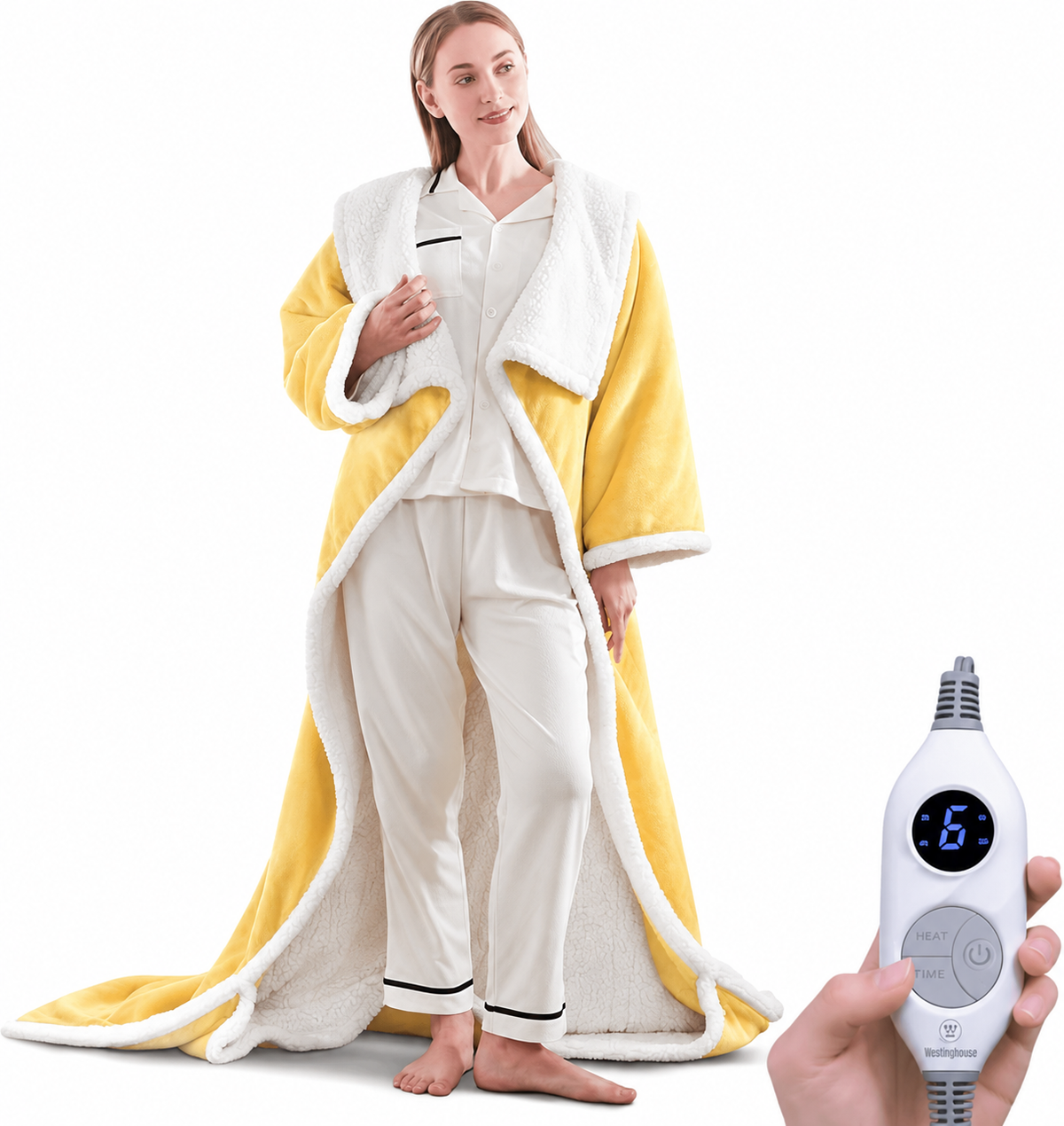 🎁 Sherpa Wearable Electric Blanket 🎄 Overheat Protection & Auto-Shutoff Function