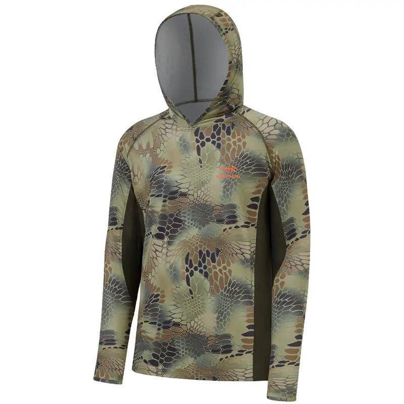 Men’s UPF 50+ Long Sleeve Fishing Hoodie with UV Neck Gaiter
