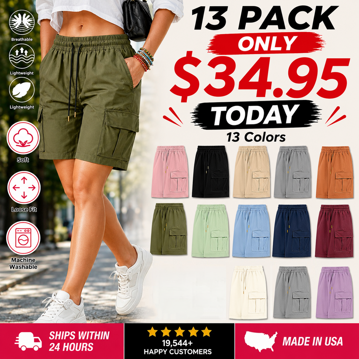 Today Only – Women's Outdoor Utility Shorts – Multi-Pocket Design