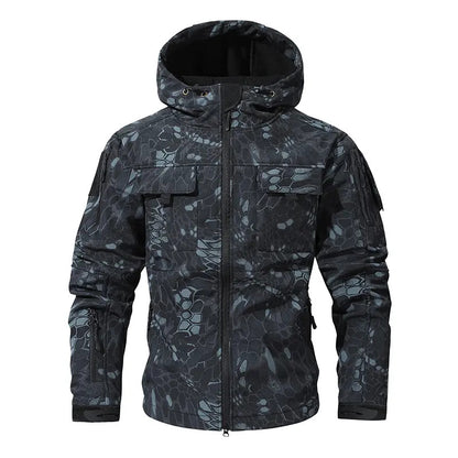 Men's Waterproof Fleece-Lined Hooded Jacket—9 multi-functional pockets;