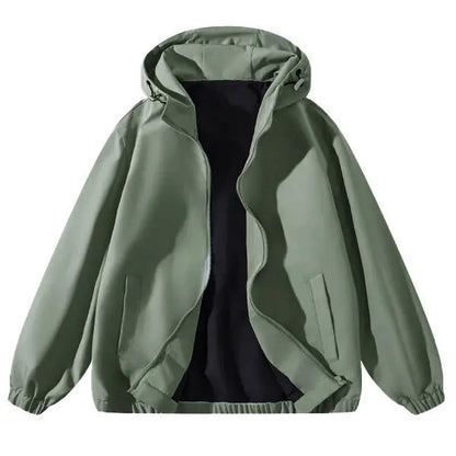 Vintage-wash hooded zip-up jacket