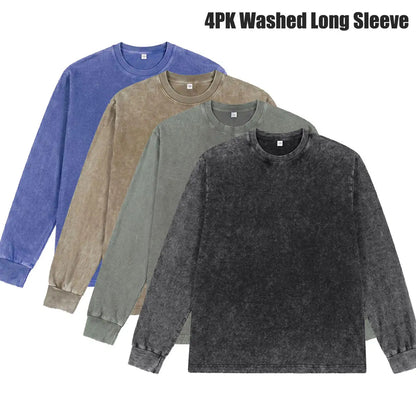 100% Cotton Long-Sleeve T-Shirt with Vintage Washed Finish