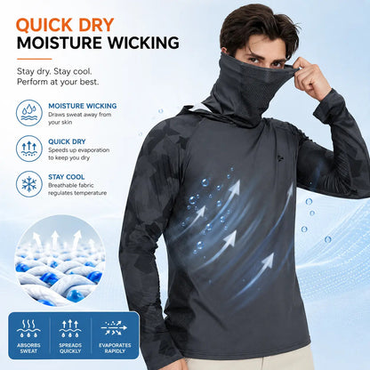 Men's Sun Protection Hoodie (with Face Mask/Neck Gaiter) — UPF 50+ UV Protection