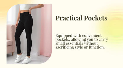 Women's Button-Fly Fitted Trousers (with Pockets) – Casual Slim-Fit