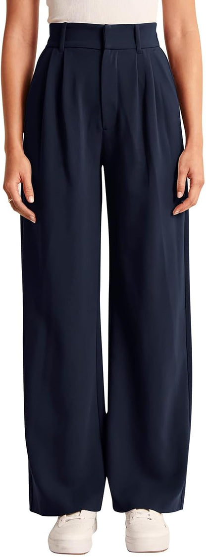 High-Waisted Work Pants for Women – Business Casual Office Trousers with Pockets