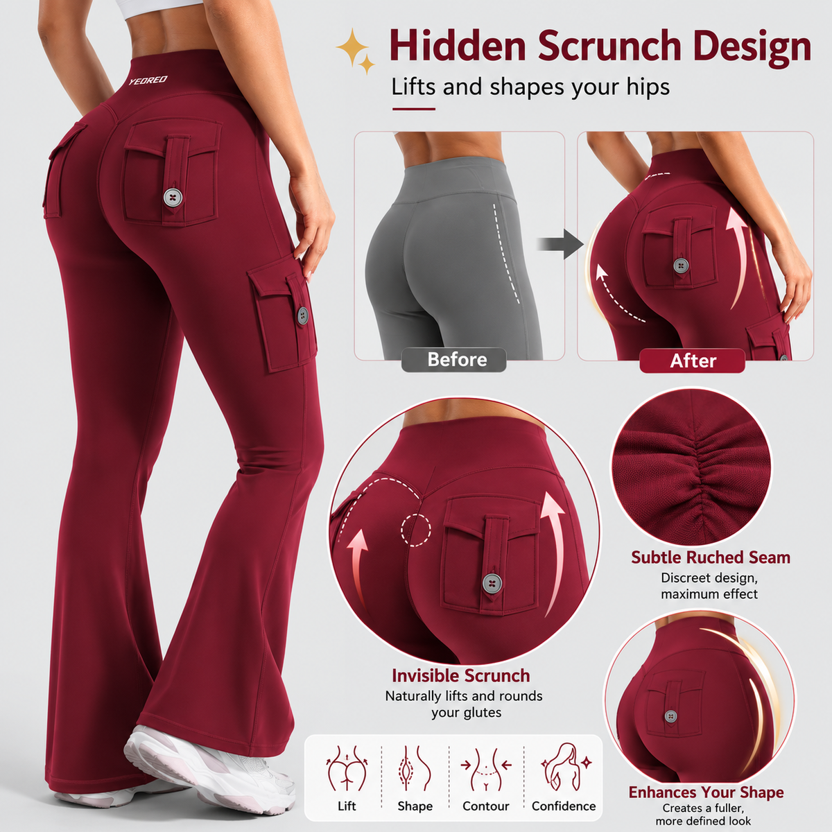 Women's High-Waisted Bootcut Yoga Pants with Pockets