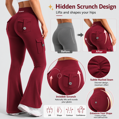 Women's High-Waisted Bootcut Yoga Pants with Pockets