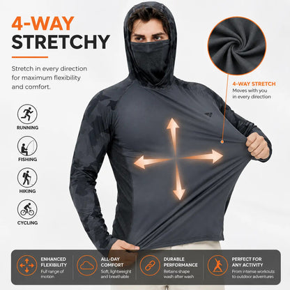 Men's Sun Protection Hoodie (with Face Mask/Neck Gaiter) — UPF 50+ UV Protection