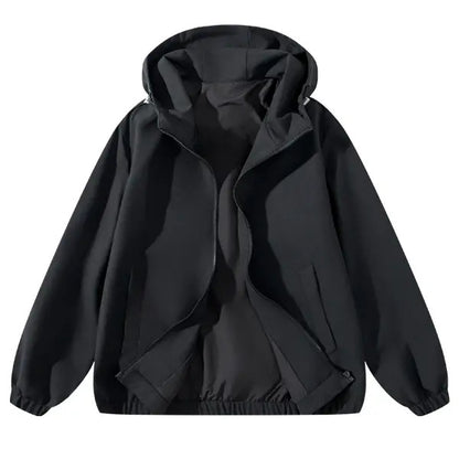 Vintage-wash hooded zip-up jacket