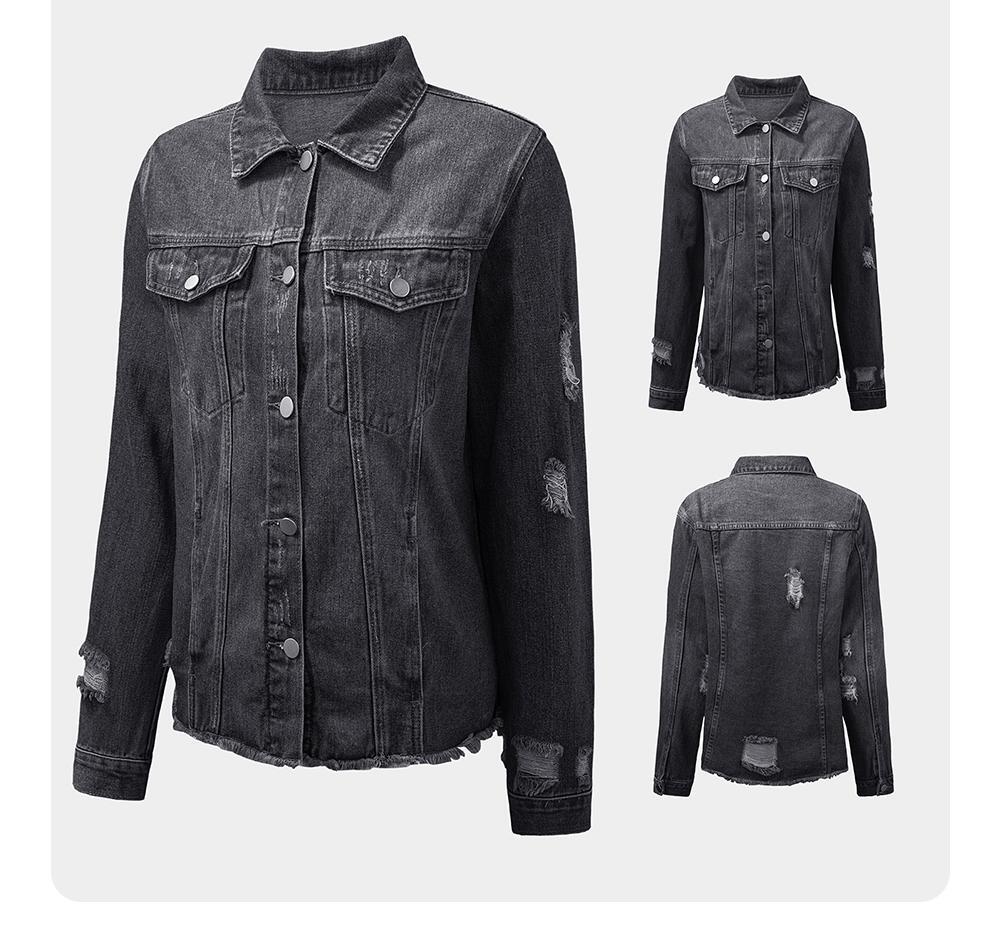 🎁Women's Distressed Washed Denim Jacket