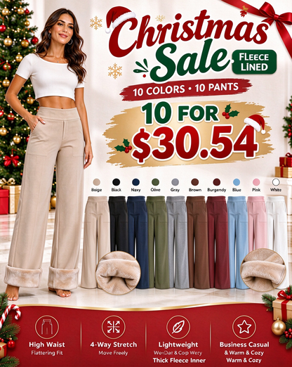 🎄 Christmas Sale! Women's High-Waist Wide Leg Pants | Limited-Time New Fleece-Lined Version