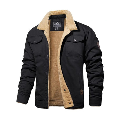 Men's fleece-lined long-sleeved winter truck driver work jacket
