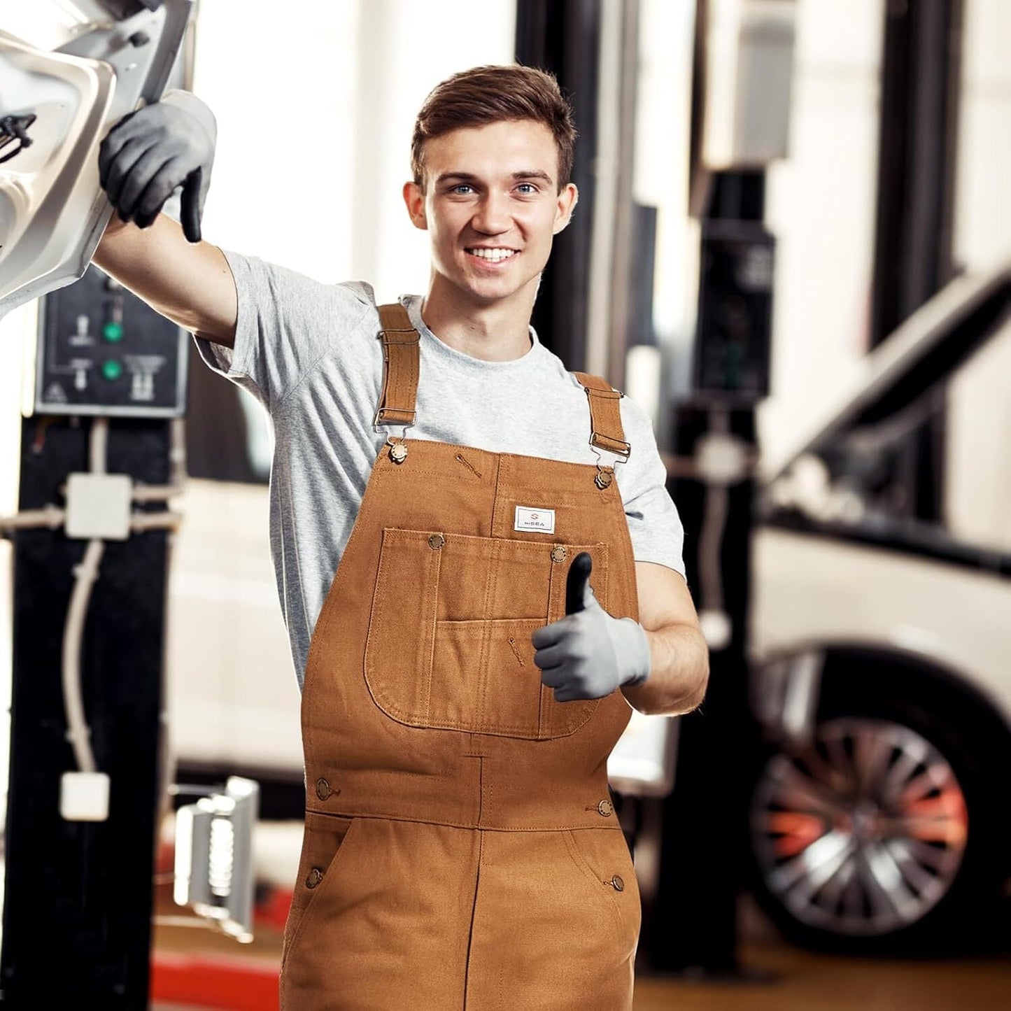 🔥Men's Denim Bib Overalls,  Workwear with Adjustable Straps and Convenient Tool Pockets