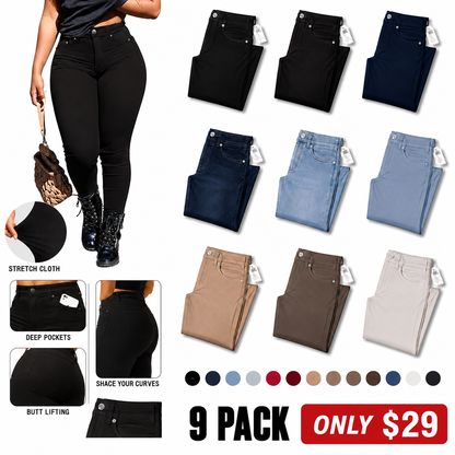 👍🔥Limited-Time Promotion-Women's Button-Fly Skinny Pants with Pockets