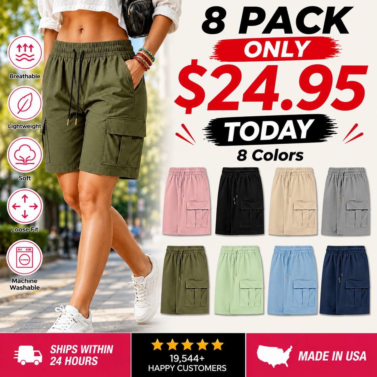 Today Only – Women's Outdoor Utility Shorts – Multi-Pocket Design