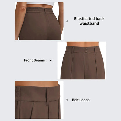 Women's stretch high-waisted straight-leg casual work pants