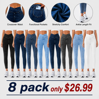 8-PACK ONLY $26.99(Elastic-cuff stretch jeans)