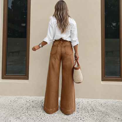 Women's Loose Fit Baggy Oversized Straight Leg Denim Jeans with Pockets