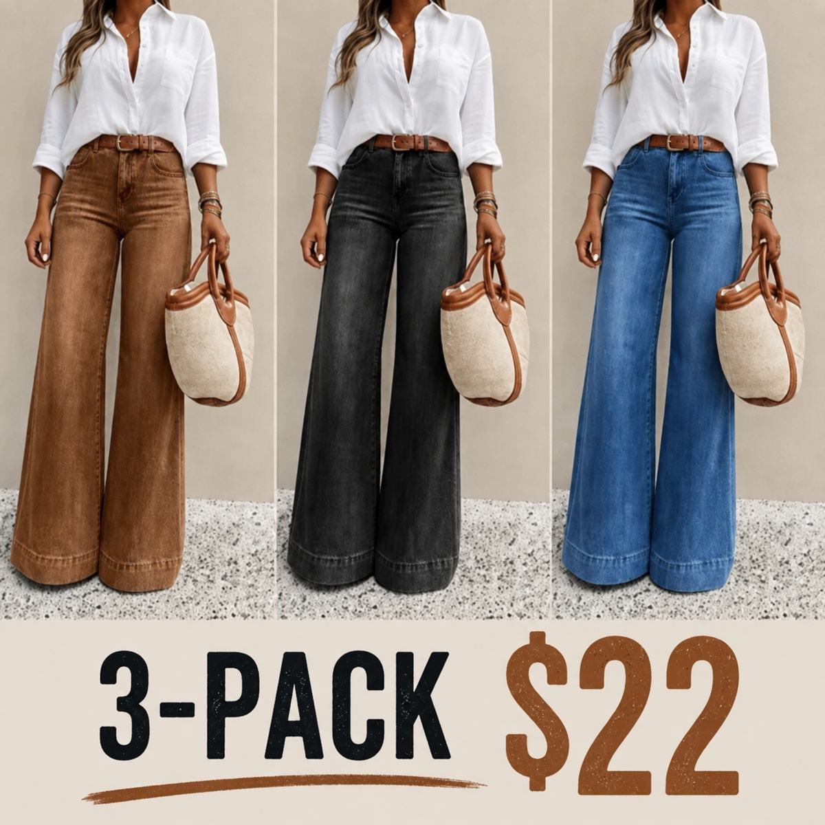 Women's Loose Fit Baggy Oversized Straight Leg Denim Jeans with Pockets