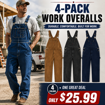 🔥Men's Denim Bib Overalls,  Workwear with Adjustable Straps and Convenient Tool Pockets
