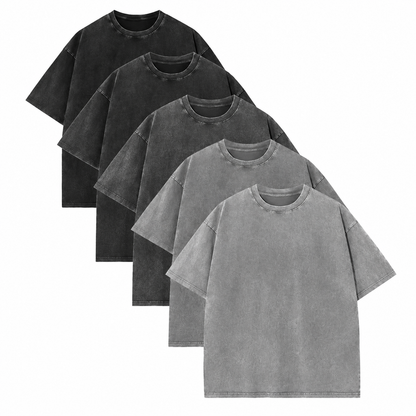 Men's Loose Vintage Acid-Wash T-Shirt – 100% Heavyweight Cotton Streetwear Style