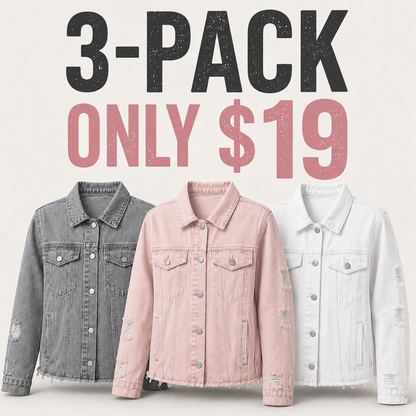🎁Women's Distressed Washed Denim Jacket