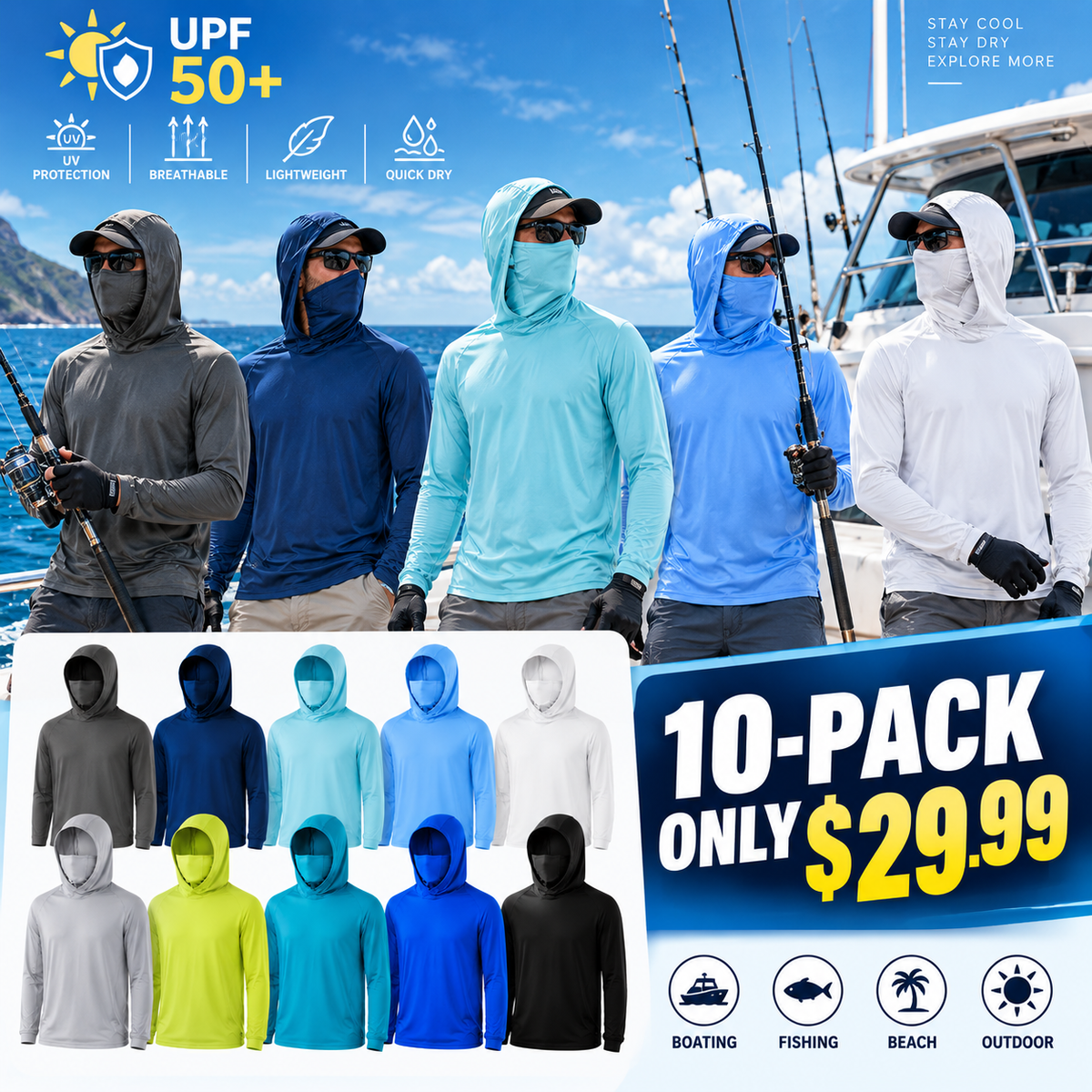 Men's UPF 50+ Sun-Protection Camo Hoodie