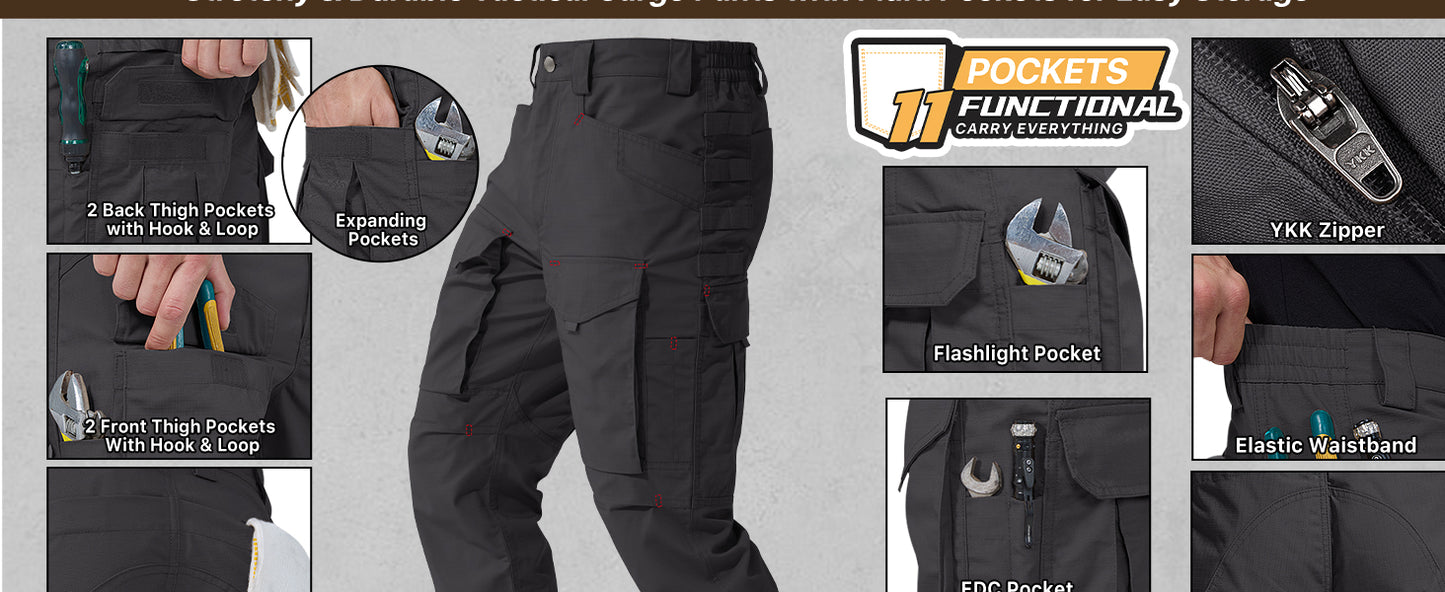 Cargo Pants,Tactical Pants for Men Stretch,Durable Ripstop EDC Work Pants for Hiking