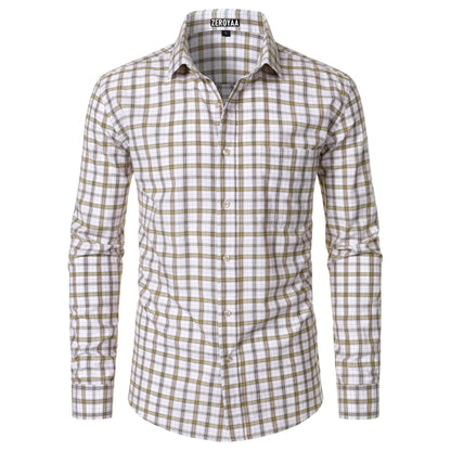 Men's Long-Sleeve Plaid Dress Shirt – Slim Fit, Classic Style