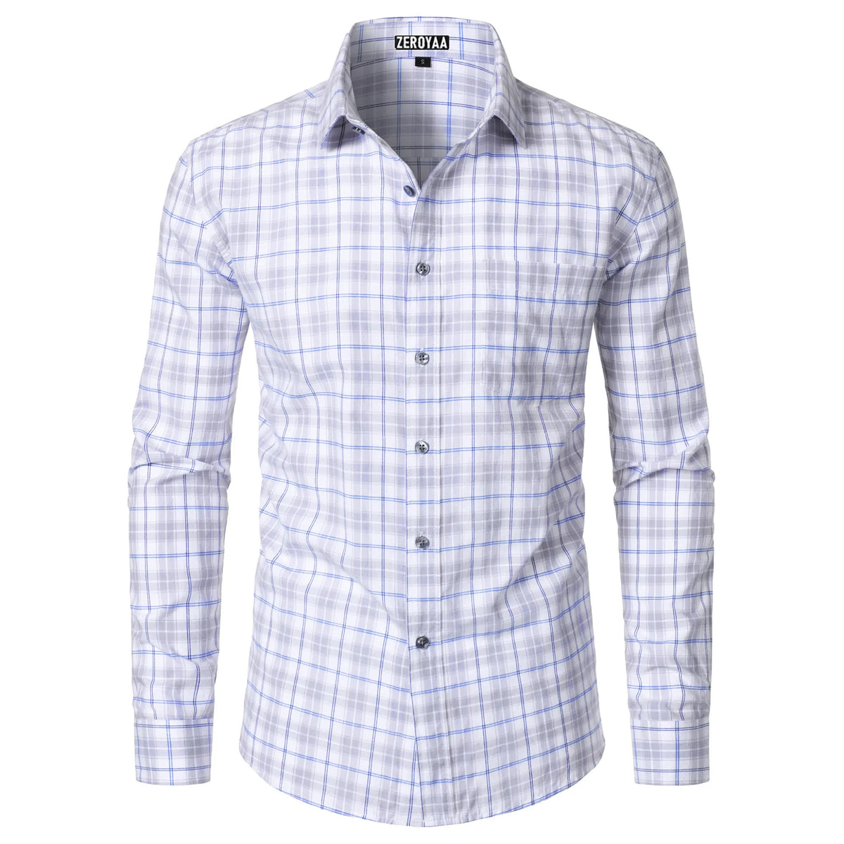 Men's Long-Sleeve Plaid Dress Shirt – Slim Fit, Classic Style