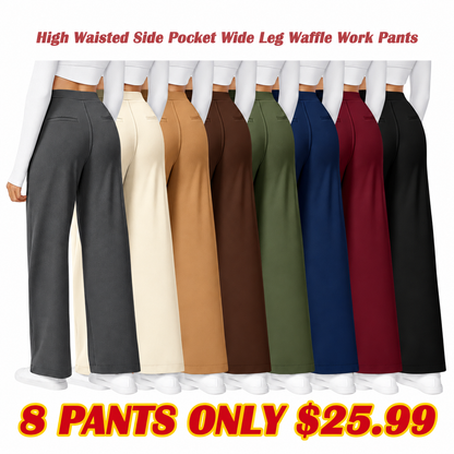 [LAST DAY SALE]High Waisted Stretch Pocket Straight Leg Work Pants