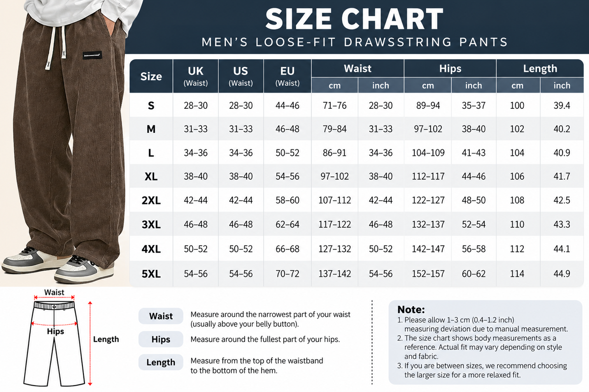 Men's Loose-Fit Drawstring Pants with Pockets