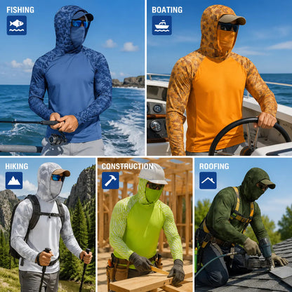 Men's Sun Protection Hoodie (with Face Mask/Neck Gaiter) — UPF 50+ UV Protection