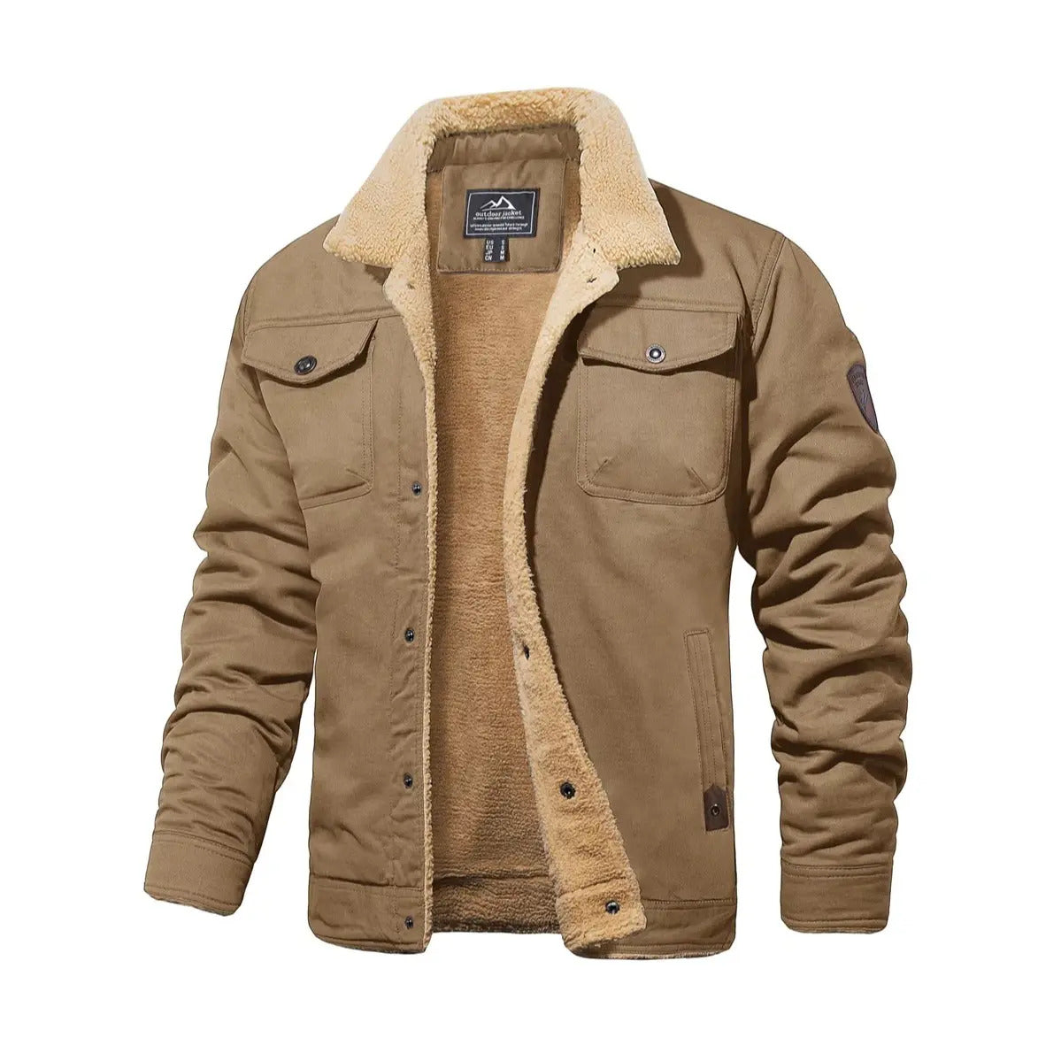 Men's fleece-lined long-sleeved winter truck driver work jacket