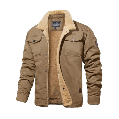 Men's fleece-lined long-sleeved winter truck driver work jacket