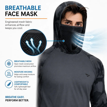 Men's Sun Protection Hoodie (with Face Mask/Neck Gaiter) — UPF 50+ UV Protection