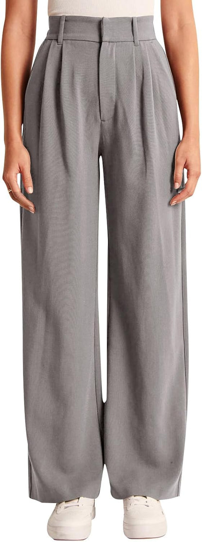 High-Waisted Work Pants for Women – Business Casual Office Trousers with Pockets