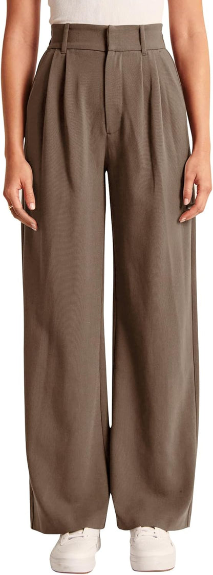 High-Waisted Work Pants for Women – Business Casual Office Trousers with Pockets