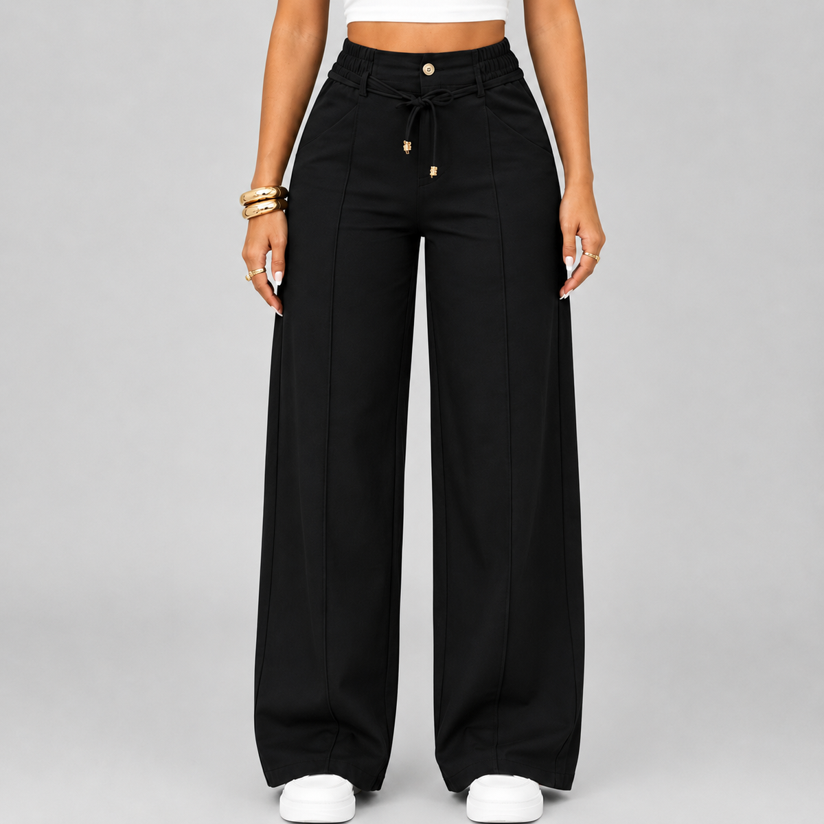 ⚡New Summer Drawstring High Waist Wide Leg Pants