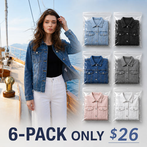 🎁Women's Distressed Washed Denim Jacket