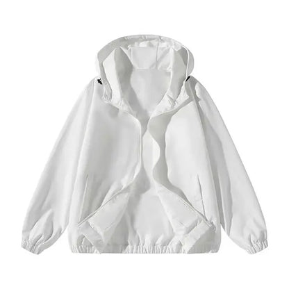 Vintage-wash hooded zip-up jacket