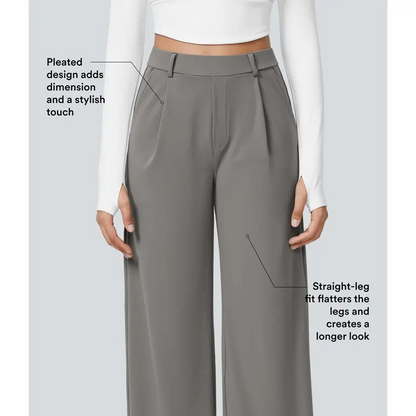 [LAST DAY SALE]High Waisted Stretch Pocket Straight Leg Work Pants