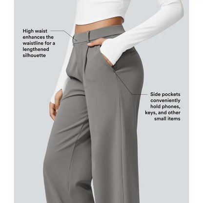 [LAST DAY SALE]High Waisted Stretch Pocket Straight Leg Work Pants